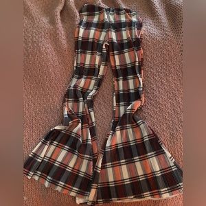 Free People Pleated Stretch Wide Bottom Plaid Pants- Sz XS FINAL PRICE!!